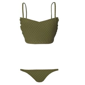 Made by Dawn Olive Diamond bikini feline top S  petal bottom M NWT $300 retail